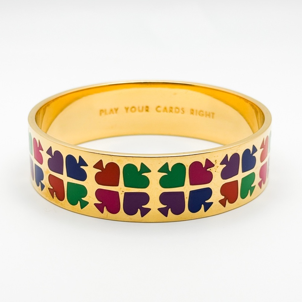 ♠️ Kate Spade ♠️ “Play Your Cards Right” Gold Bangle with Colorful Spade design - Picture 6 of 14
